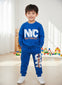 JF 2 PC Royal Blue NYC Print Autumn & Winter Terry Fabric Track Suit, Sweatshirt and Trouser Set TS6418E